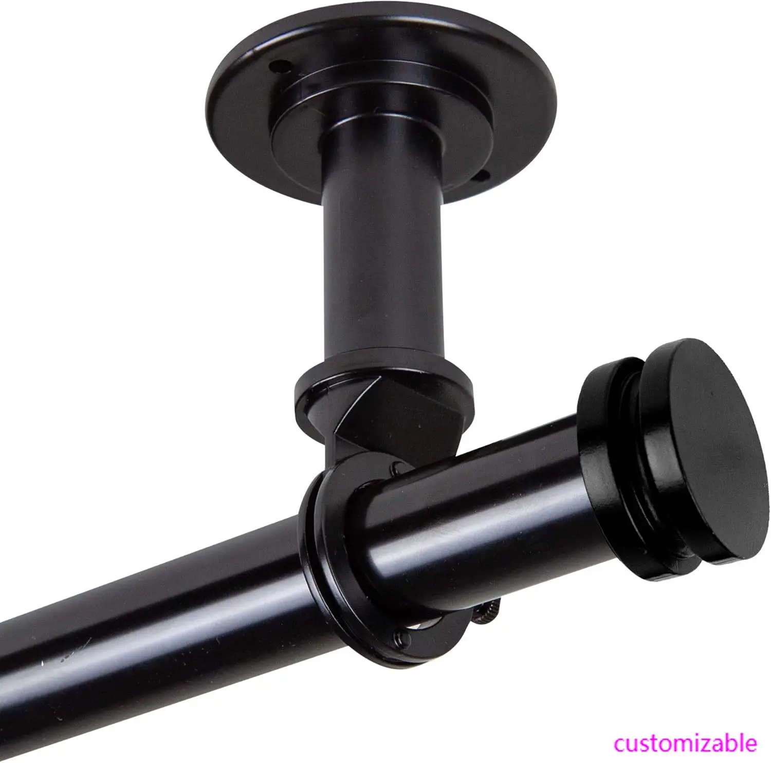 

100-50-992CL Bun 1" Потолочный карниз для штор/разделитель комнаты, 120-170 дюймов, черный