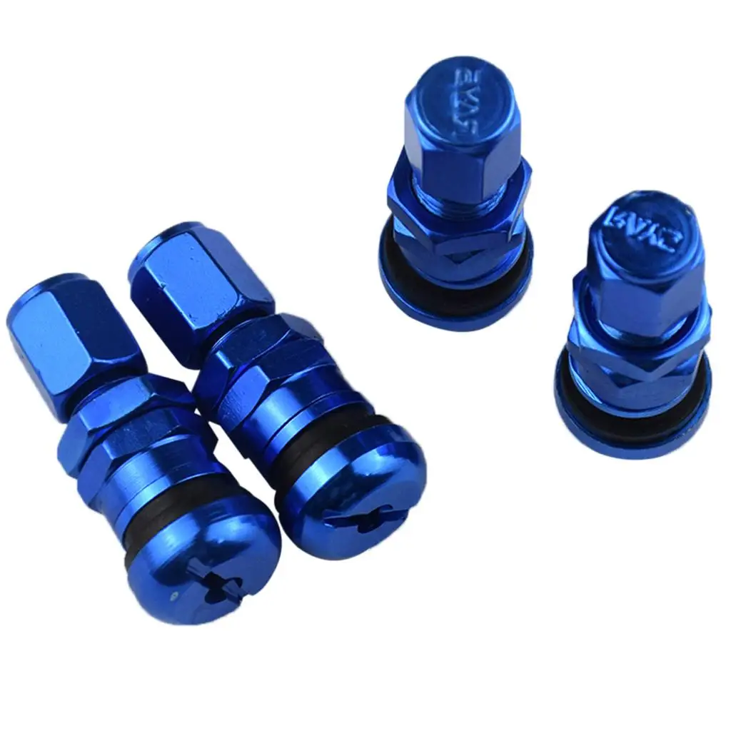 Blue Tubeless Adapter in Wheel Rim Tire Valve Stem Cover 4 Pcs for Car