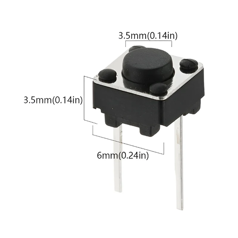 5 Stück 6x6 (mittlerer 2-Pin) Tact-Selbstrückstellender kleiner Schalter 6*6 Griffhöhe 6,0 mm Pinlänge 3,5 mm 50 mA DC12V Momentaner Mikroschalter – Detail 5