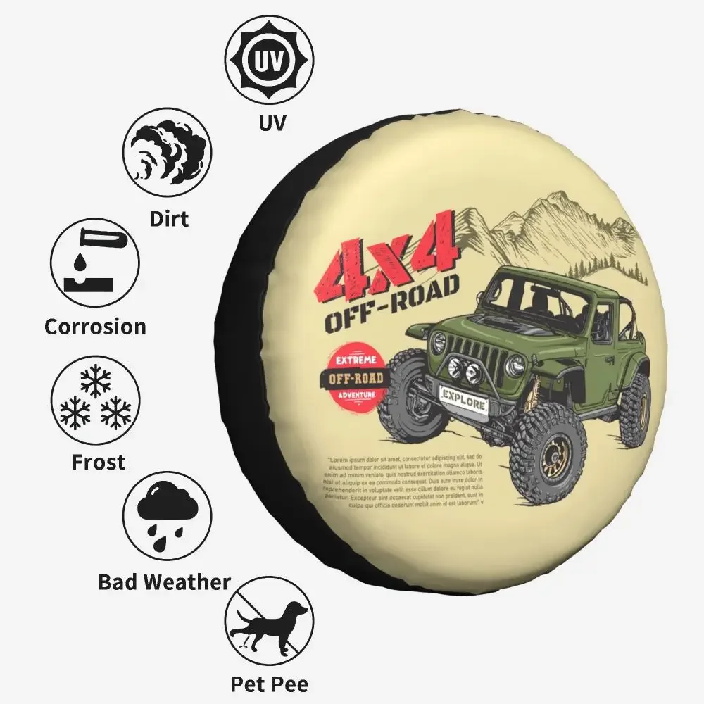 Maßgefertigte Vitara Offroad Ersatzradabdeckung Tasche für Jeep Hummer Auto-Radschutz Zubehör 14" 15" 16" 17" Zoll – Detail 37