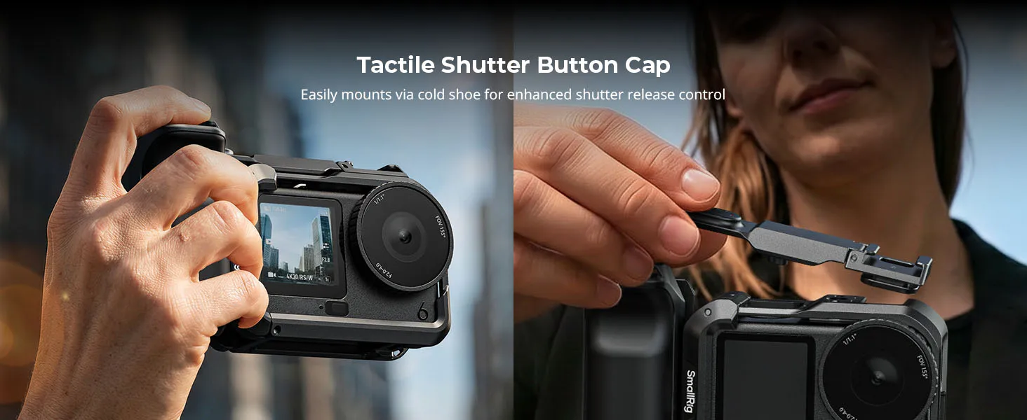 SmallRig Basic Cage Kit für DJI Osmo Action 6, Street-Fotografie-Griff mit Silikon-Objektivabdeckung und Cold-Shoe-Auslöseradapter – Detail 6