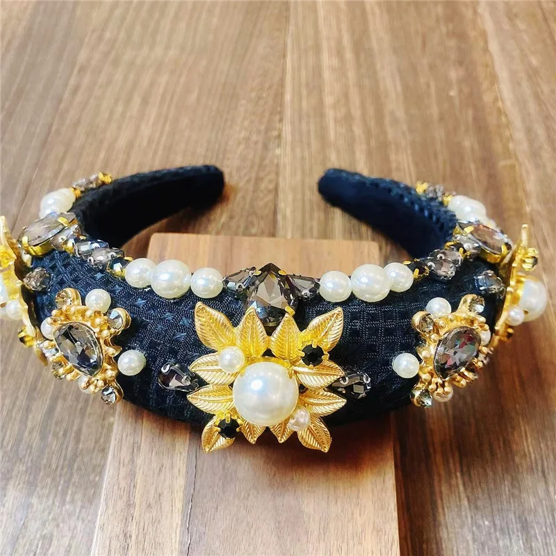 2024 Luxury Catwalk Personality Color Rhinestone Headband New Gorgeous Baroque Fashion Crystal Beads Headband For Women