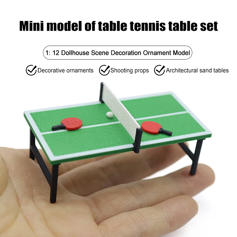 Doll House Miniature Table Tennis Table, 1:12 Model Simulation Furniture Home Decor Toy Accessory