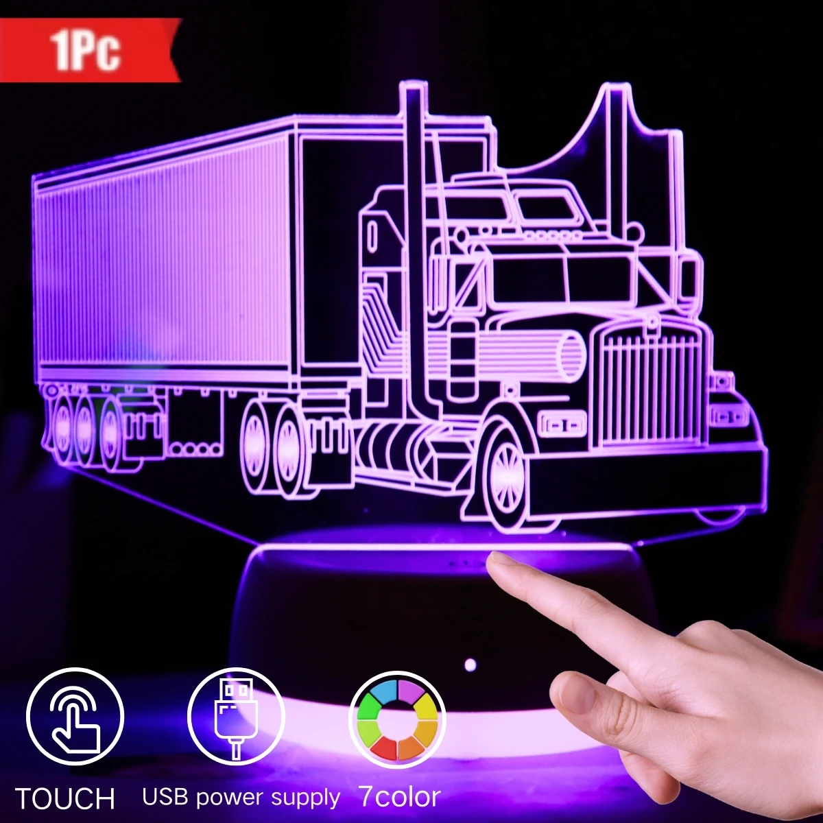 

Truck 3D night light, USB ambient decorative light, bedside bedroom study ambient decorative night light, gift night light for f