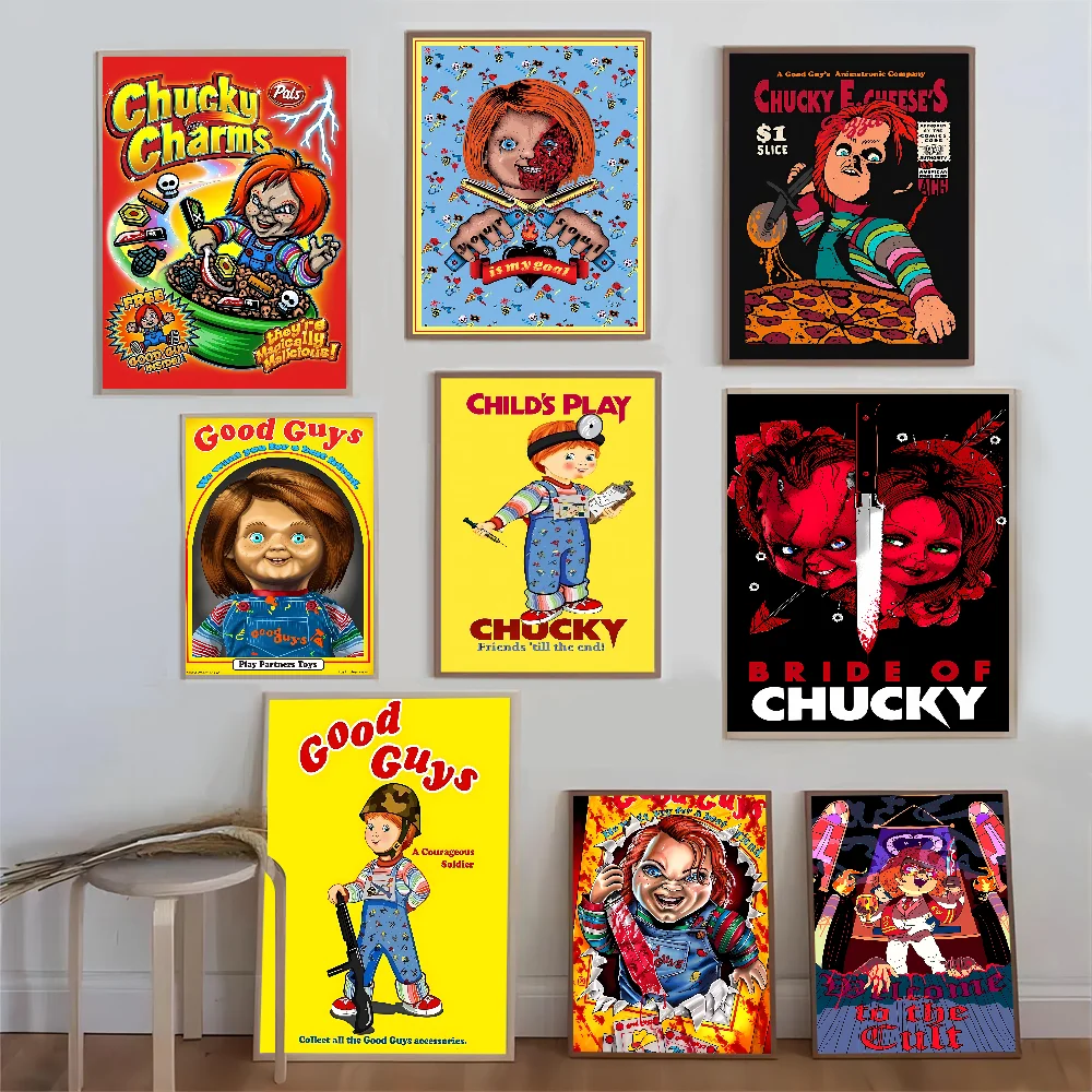 Classic Chucky Horror Movie Whitepaper Poster Waterproof Paper Sticker Coffee House Bar Aesthetic Art Wall Painting