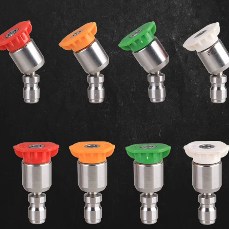 1 Set Washing Nozzle 360 Degree 1/4 Inch Stainless Steel 4000Psi Quick Connect High Pressure Spray 0 15 25 40 Degree