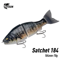 LEYSUN-Iscas de pesca com manivela articulada, Scheet, Swimbaits deslizadores, flutuantes, poderosas, em forma de S, grandes, iscas duras, graves, 184mm, 2.5oz