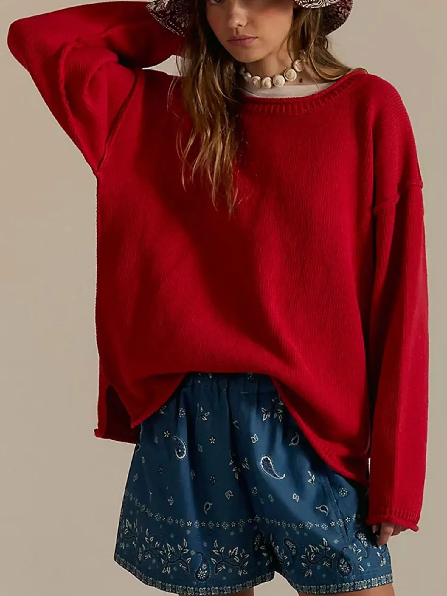 

2026 зимний модный женский повседневный свободный свитер, однотонный пуловер с круглым вырезом и длинными рукавами, вязаные топы для осени, теплая уличная одежда