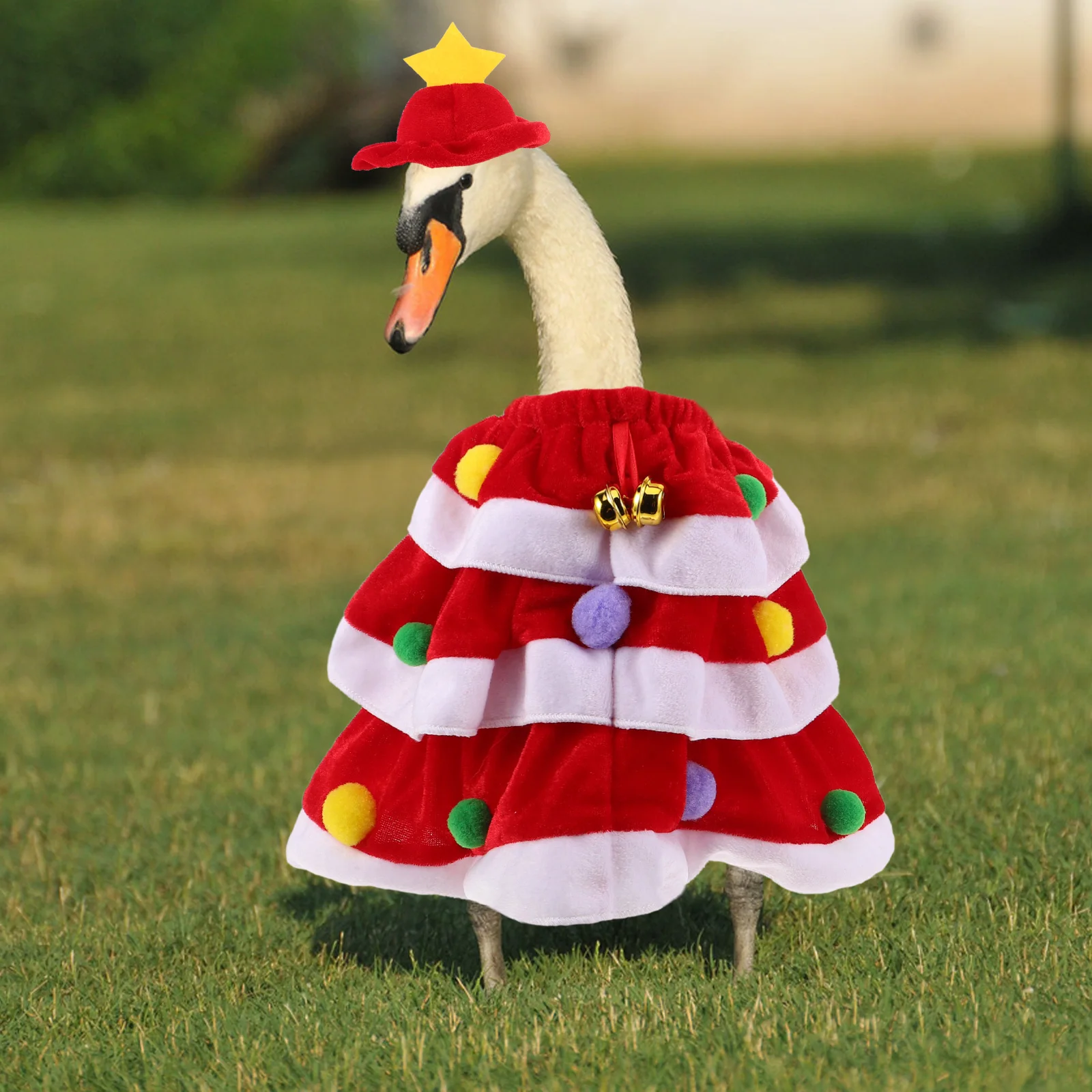

1Set Holiday Porch Goose Outfit Costume with Hat for 23 Inch Garden Goose Statue Christmas Festival Decoration