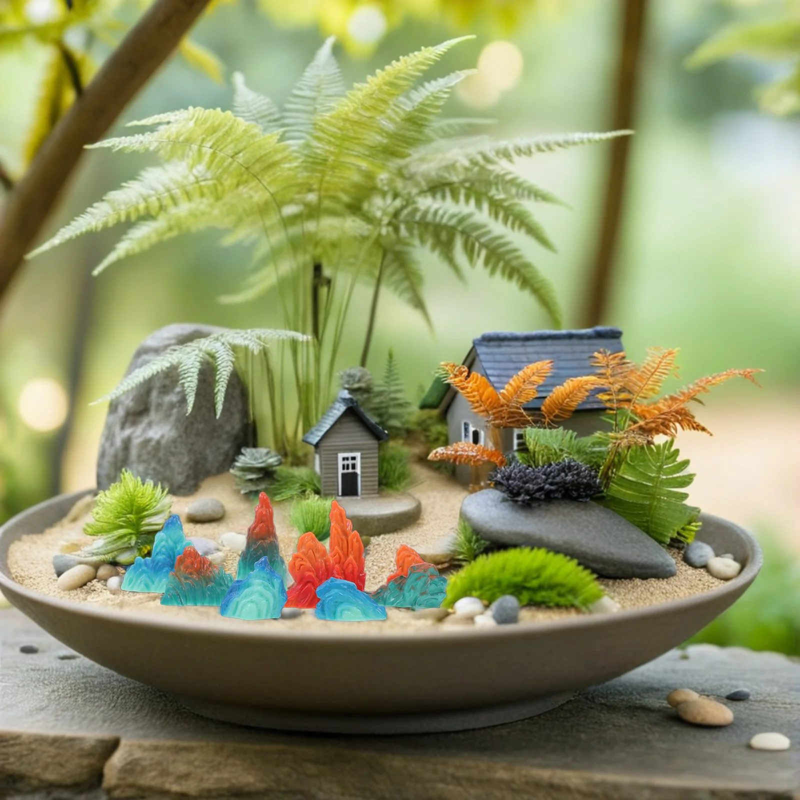 

9Pcs Simulated Rock Miniature Garden Set Artificial Landscape Rocks for Fish Tank Decor Bonsai Pot Plant Terrarium Mountain