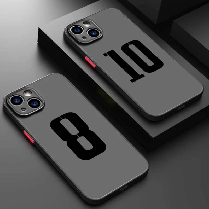 

Football Stars No.10 7 8 Logo Phone Case For Apple iPhone 17 16e 16 15 14 13 12 11 XS X Pro Max Plus Frosted Translucent