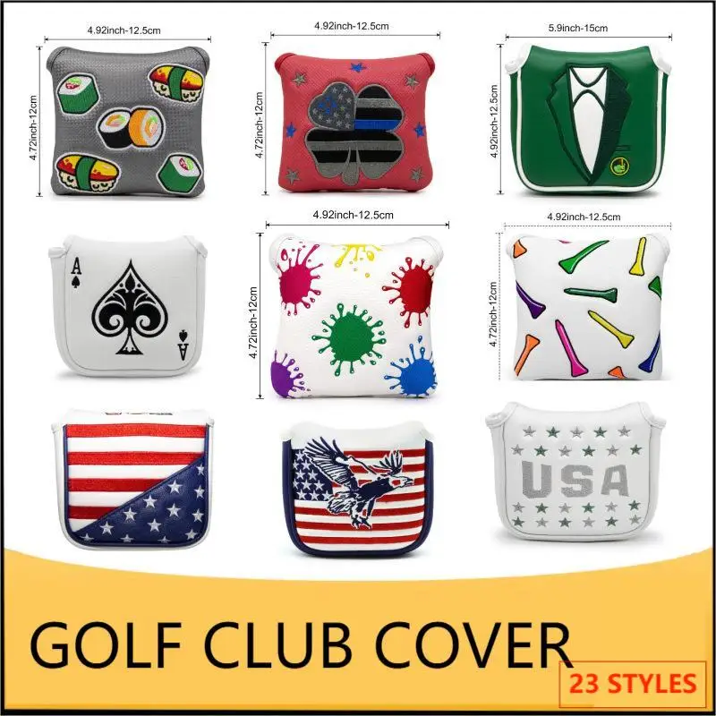 2024 NEW Clover Skull Golf Club Cover Square Putter Cover High Quality Club Head Protector Fast Shipping 골프 용품 Golf Head Covers