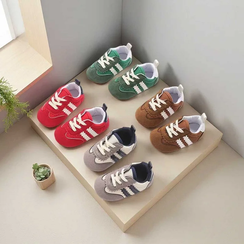 جديد كلاسيكي كتلة اللون حذاء طفل للبنين 0-1 سنة الدانتيل متابعة ربيع الخريف لينة وحيد مريح أحذية المشي غير رسمية