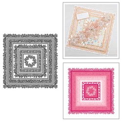 Flower Square Border Metal Cutting Dies for DIY Scrapbook Album Paper Card Decoration Crafts Embossing 2023 New Dies