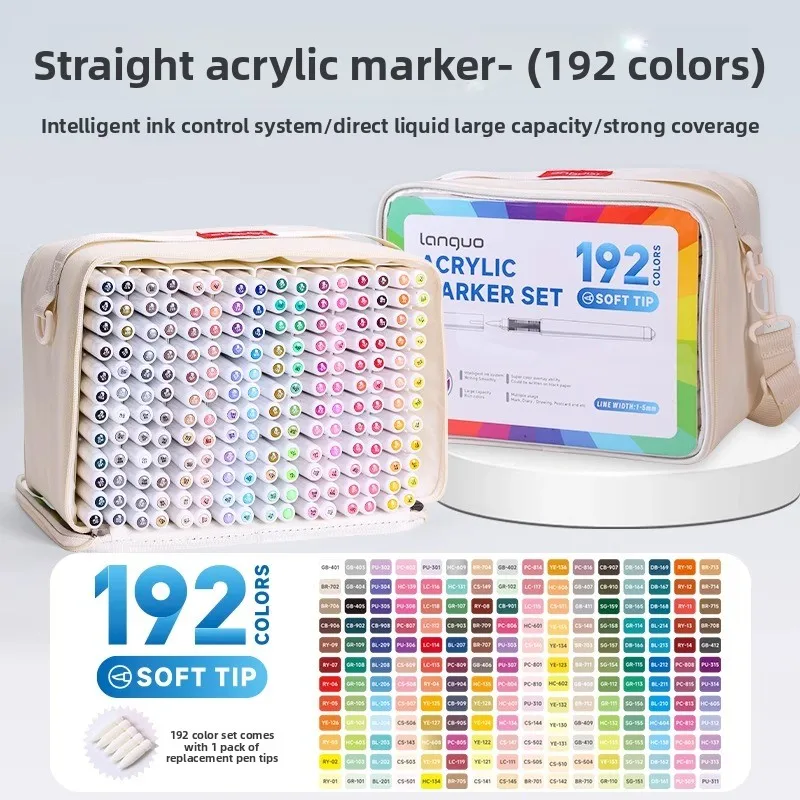 LANGUO 240/9 Farben Acryl-Farbmarker, direkter Flüssigfarben-Markierungsstift, DIY-Zeichnung mit Aufbewahrungsbox, Schulbedarf, Schreibwaren