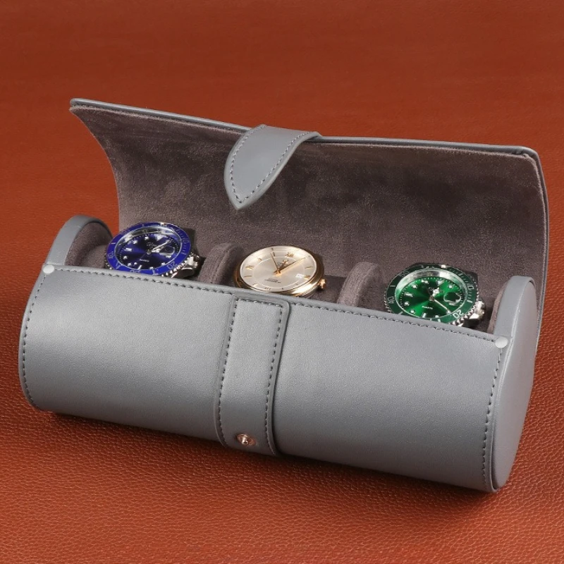 

Leather Watch Roll Portable Collection Watchs Storage Boxes Man Travel Watch Display Case Organizer Showcases Supplies Gift