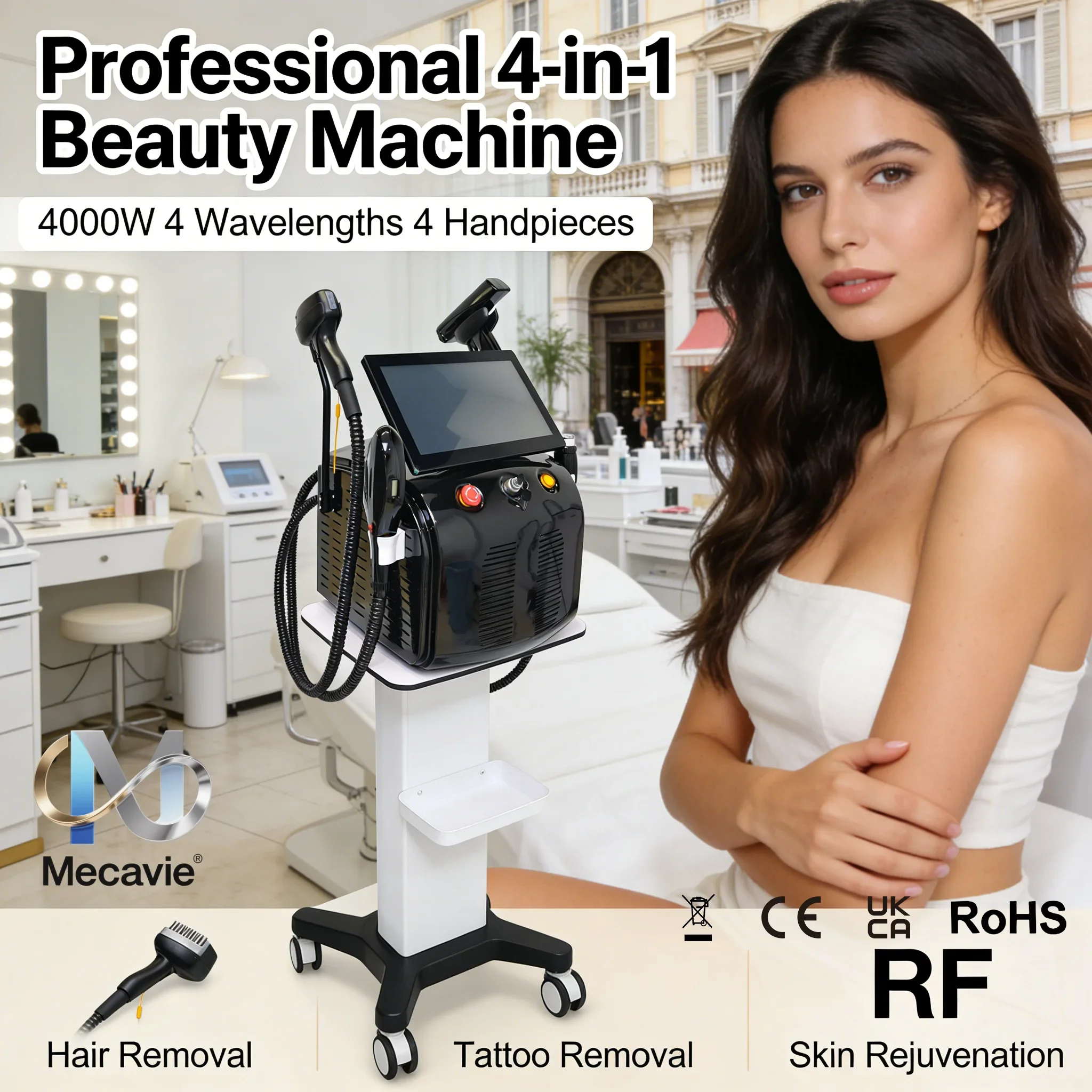 

Многофункциональный лазерный аппарат 4-в-1: 4000 Вт, диодный лазер Soprano Titanium Ice Platinum, 4 длины волны, ND:YAG, RF, IPL, OPT. Безболезненное удаление волос. Модель 2026.