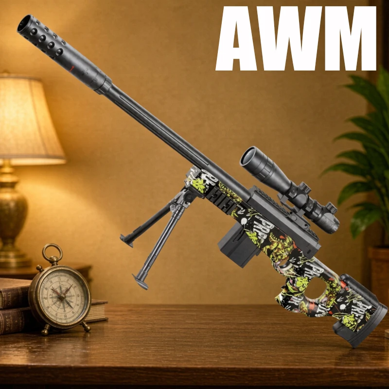 Awm Camouflage Skin Toy Gun Fires 7-8mm Gel Bullets, Manual Loading, with Magazine Model, Available in Two Colors