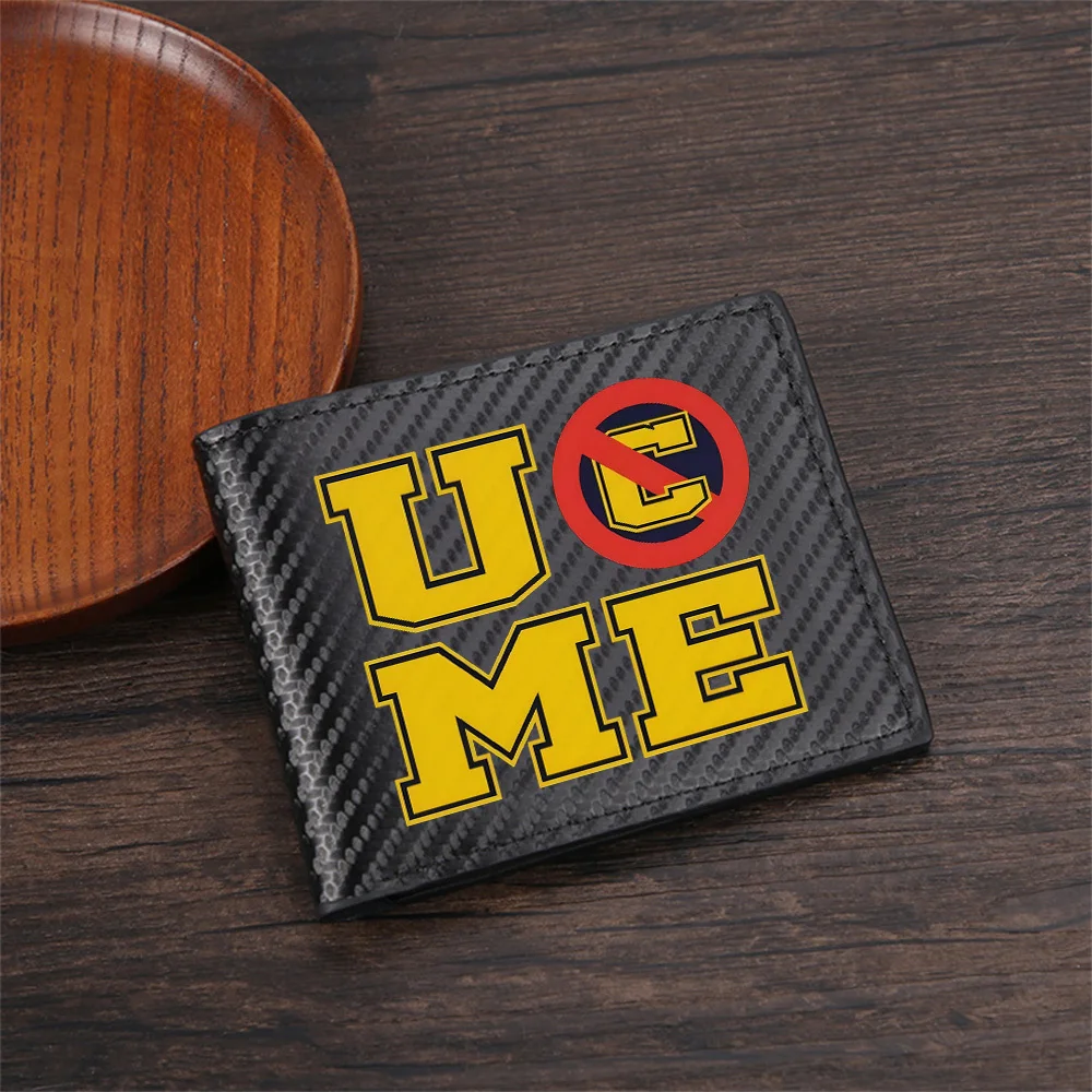 Yellow letters black outline circle ban Men's Wallets Simple Business Modern Stylish Printing Design Gifts For Father Boyfriend