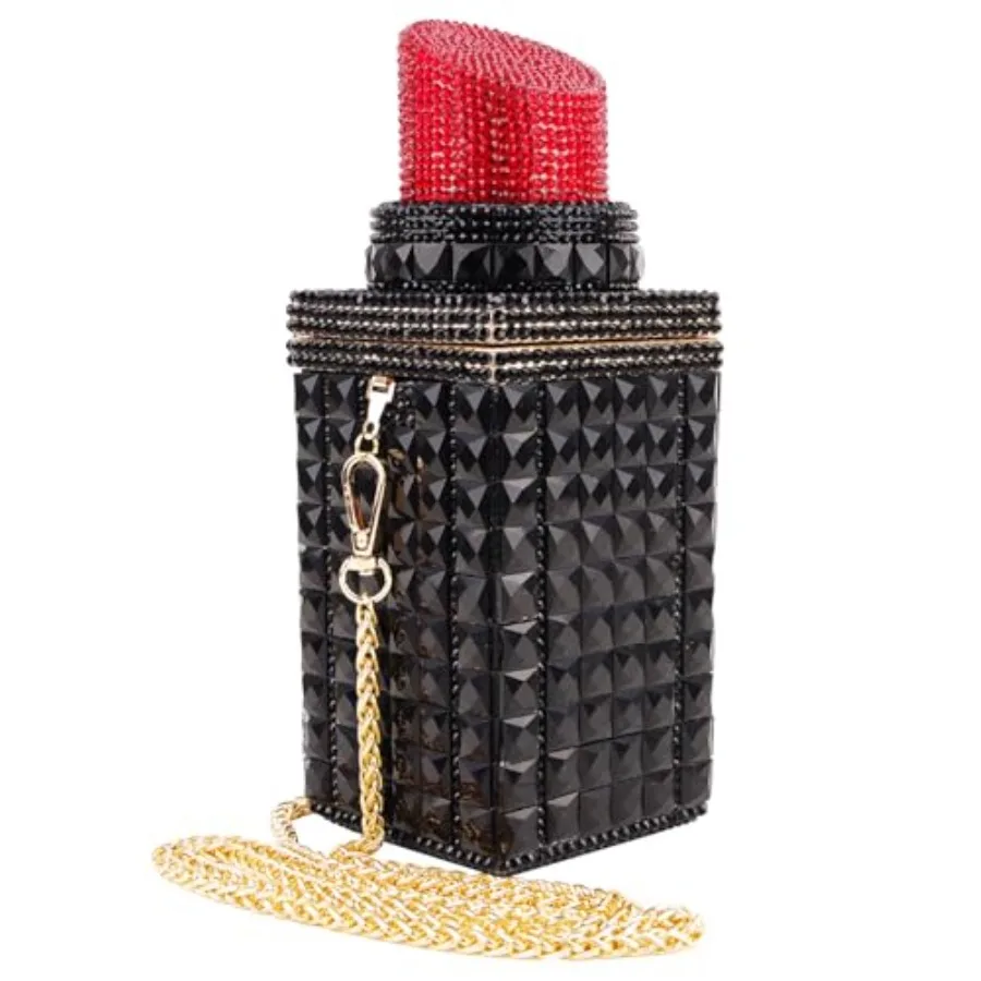 

Women Lipstick Shape Inlaid Rhinestone Crystal Glitter Evening Bags Purses Clutch Sparkly Banquet Handbag Lipstick Shape