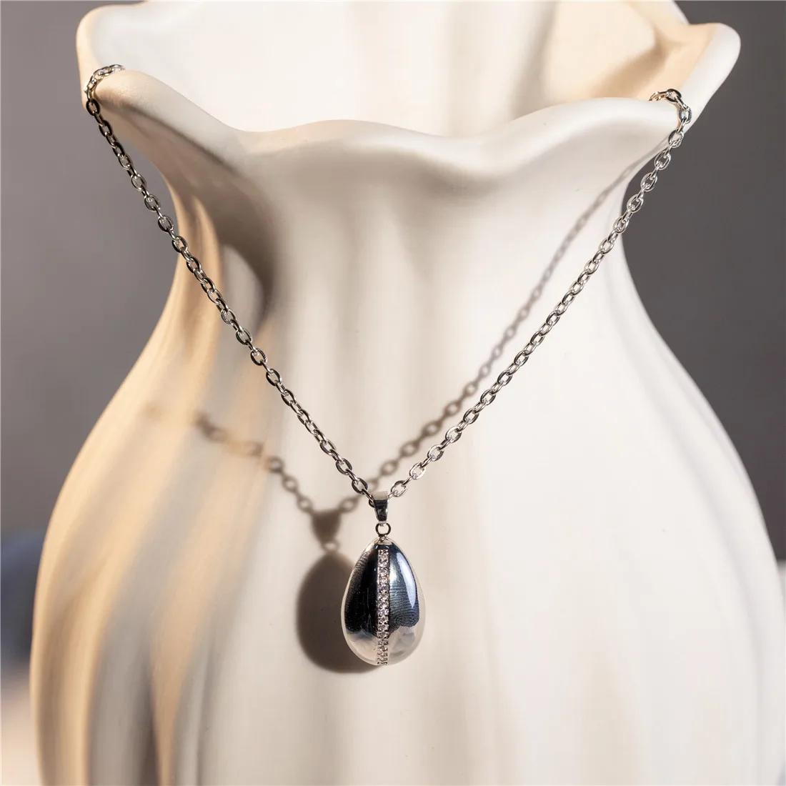 Simples Cobre Teardrop Pingente, Liga Colar De Corrente, Gemas Exclusivas Jóias, Dropshipping Por Atacado, Moda