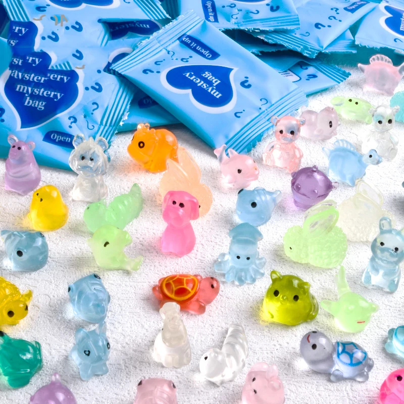 

80pcs Glow In The Dark Mini Resin Animals & Mushroom Blind Bags Fairy Garden Decor Micro Landscape Birthday Gift Surprise