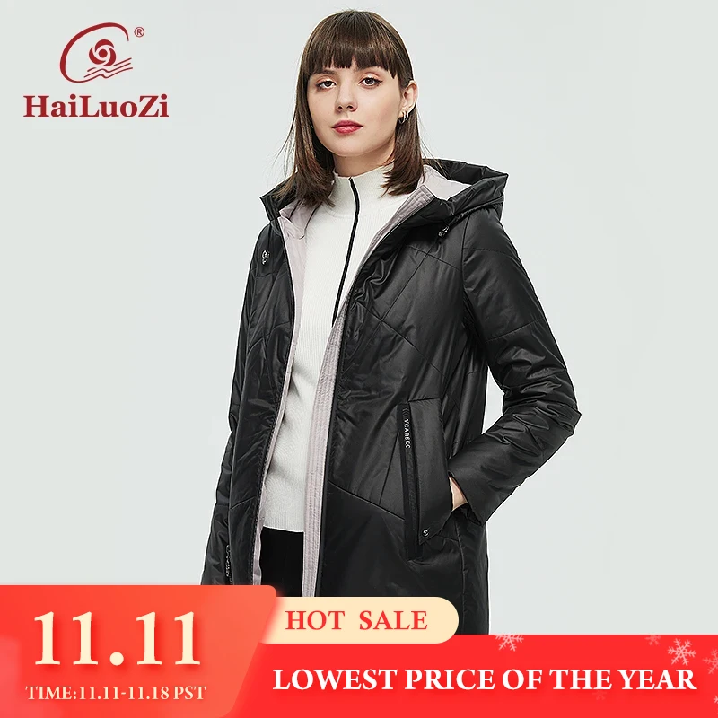 HaiLuoZi 2022 Spring Autumn Women's Jackets Short Casual Parka Fashion Classic Plus Size Ladies Thin Cotton Warm Women Coat  38