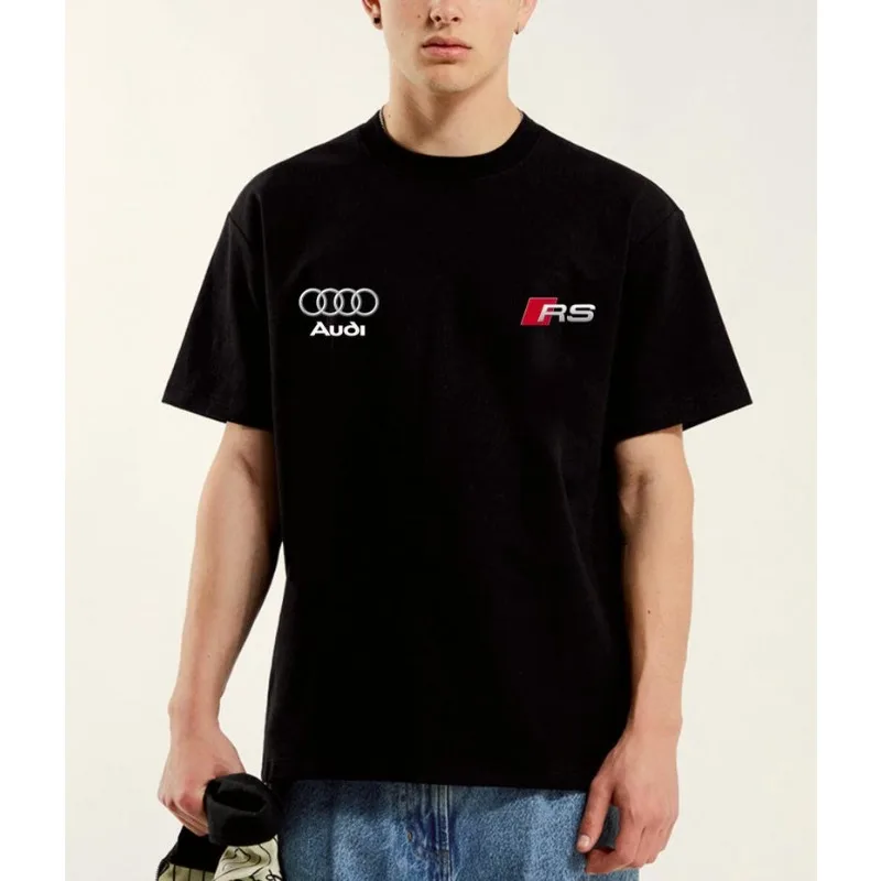 

AUDI RS Enthusiast Apparel Unisex Car Gift AUDI Driver Shirt Short Sleeved T-shirt Summer Casual Pure Cotton Short Sleeved Shirt