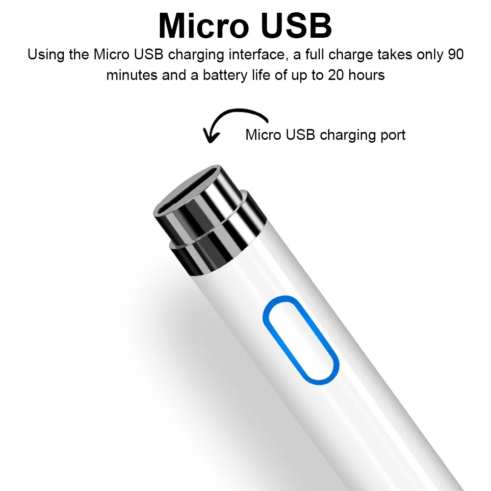 Active Rechargeable Stylus Pen Capacitive Stylus Universal Stylus Pen for Android and iOS Touchscreens/Phones
