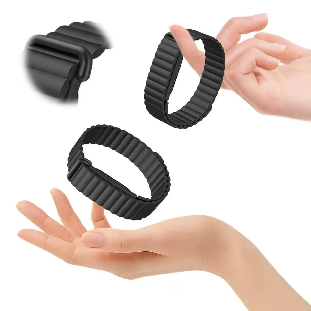 Magnetisches Weiches Silikon-Uhrenarmband für Fitbit Air Classic Geripptes Sportarmband Ersatz-Armband mit Zinklegierung-Schnalle TPU-Armband – Detail 5