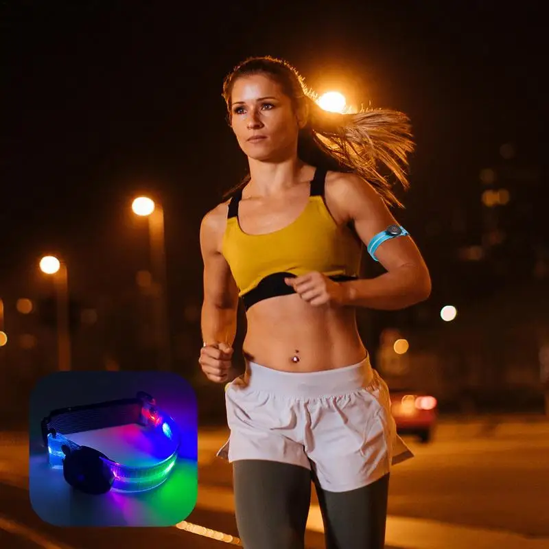 Night Running Arm Band Safety Battery Operated Light Band Waterproof Running Gear Led Light Up Band For Cycling And Night