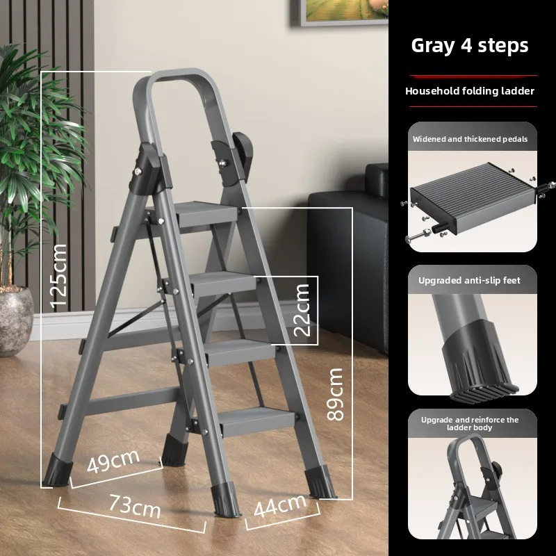 Aluminum Alloy Step Ladder Carbon Steel Construction Thickened Foldable A Frame Home Multifunctional Climbing Ladder Home Ladder