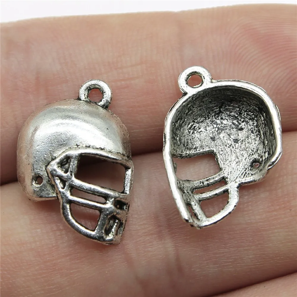 20pcs 20x15mm(0.79x0.59inch) Antique Silver Color Football Helmets Charms For Jewelry Making