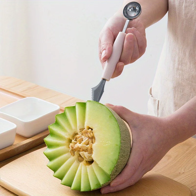 Stainless Steel Double Heads Fruit Carving Knife  Perfect for Melon, Watermelon, and More  Kitchen Gadget for Effortless Carving