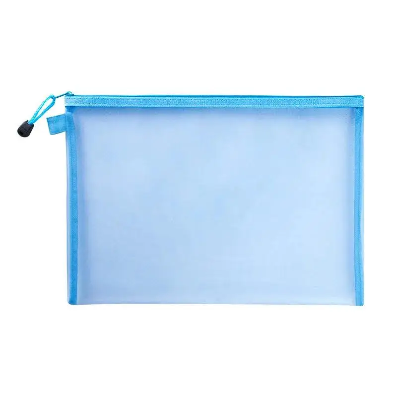 A4 A5 Transparent File Folders Nylon Mesh Storage Bag Convenient Zipper Student Test Stationery Organizer School Supplies