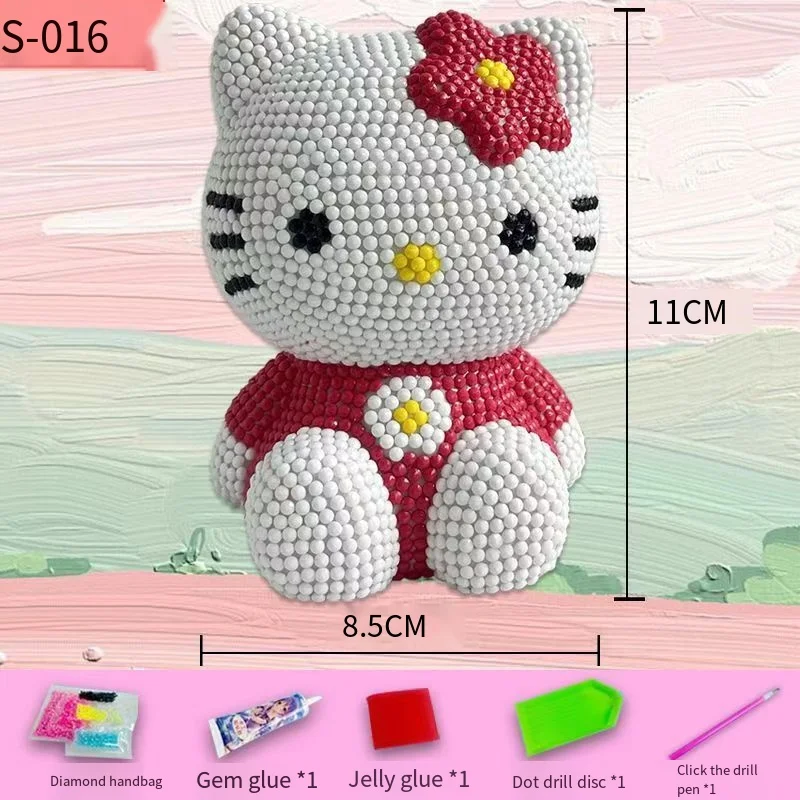 DIY Diamond Piggy Bank Hello Kitty Diamond Stick Piggy Bank Anime Sanrio Kids Toy Kawaii Cartoon Desktop Accessories Cute Gift