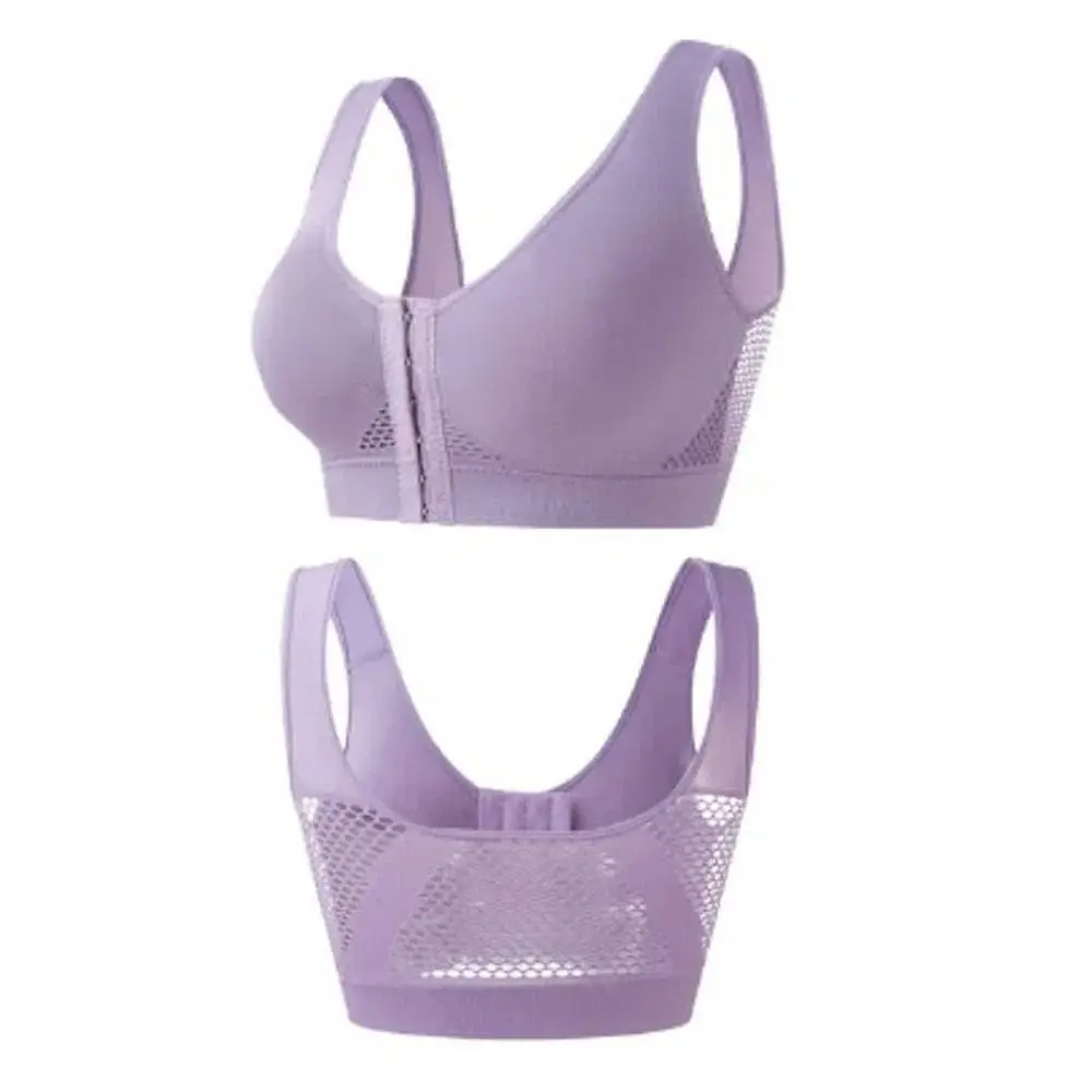 Reggiseno intimo anti-cedimento con fibbia anteriore senza fili con scollo a V profondo per donna Reggiseno push up cavo in rete antiurto per ragazze Lady