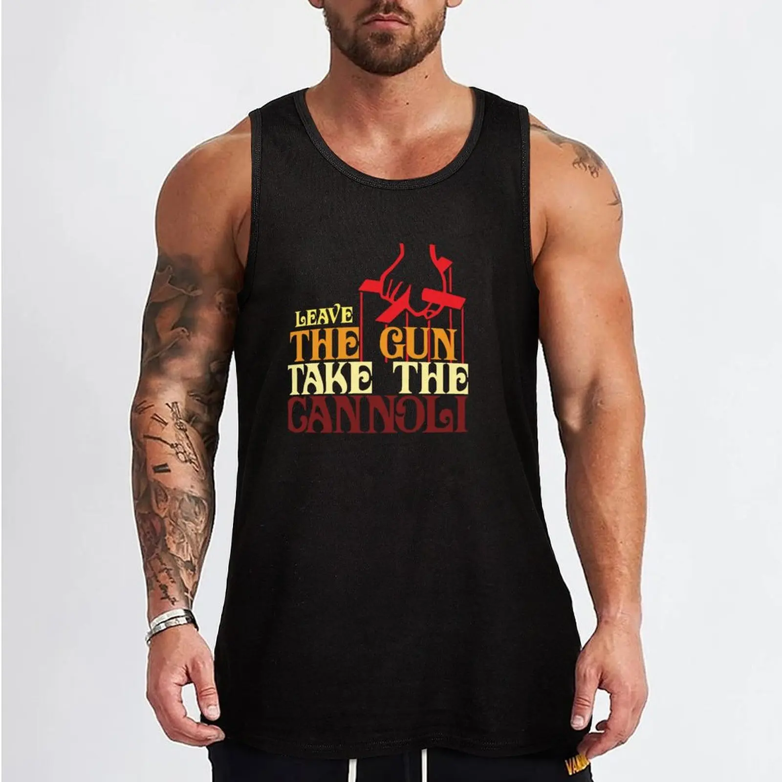 Leave The Gun Take The Cannoli Tank Top sleeveless shirt man gym anime sports clothes for men Men's t-shirts