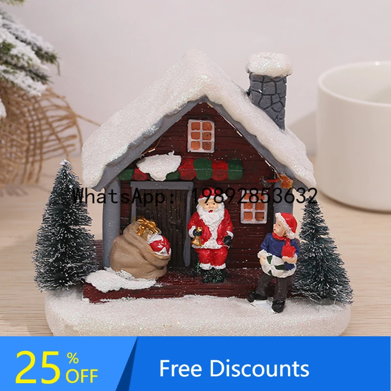 

XL Christmas Christmas House Crafts Glowing Resin Arrangement Desktop Train Ornaments