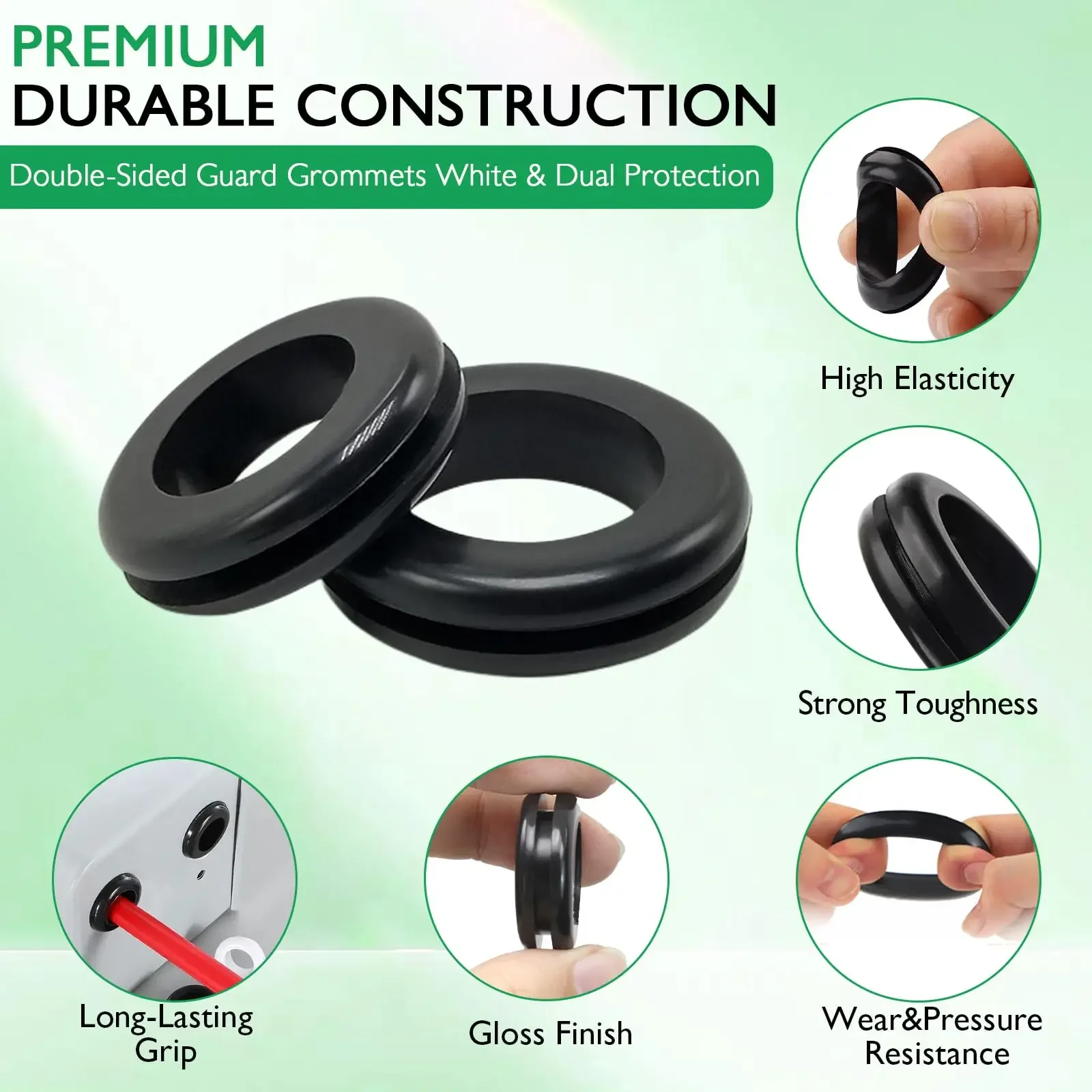 100PCS Rubber Grommets for Wiring Panel Hole Eyelet Ring Gasket Hole for Metal Electric Box, Wires Cables Hoses Protection