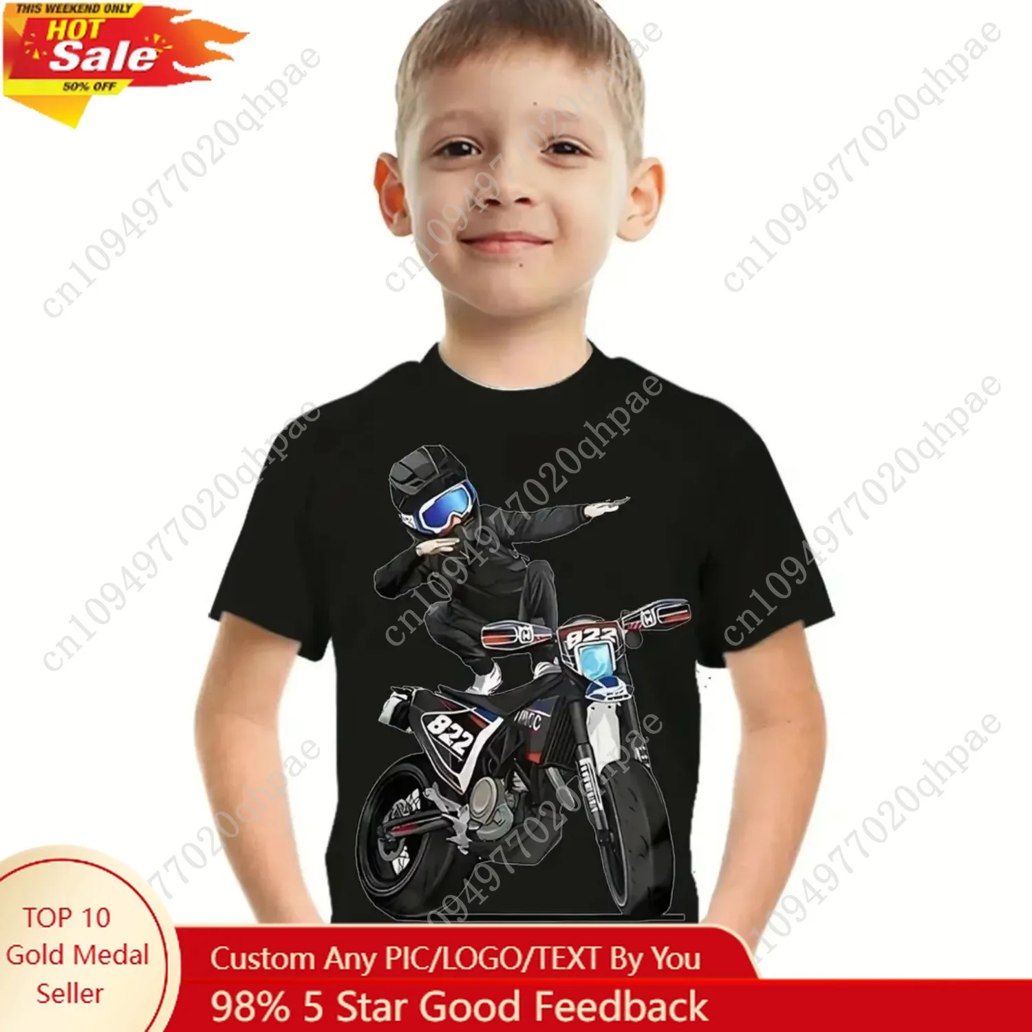 

Motorcycle Rider Boys T-Shirt 3D Printed T-Shirt for Boy 2-10Y Short Sleeve Tee Top Baby Child Summer Trendy Street Children Top