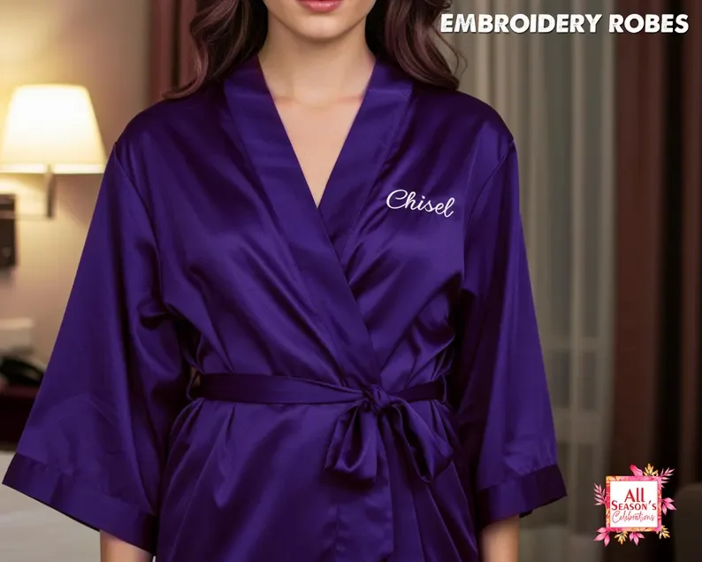 Vestaglie ricamate personalizzate Vestaglie ricamate personalizzate Vestaglie da sposa Abito personalizzato Vestaglie da sposa Abito in raso Vestaglie kimono