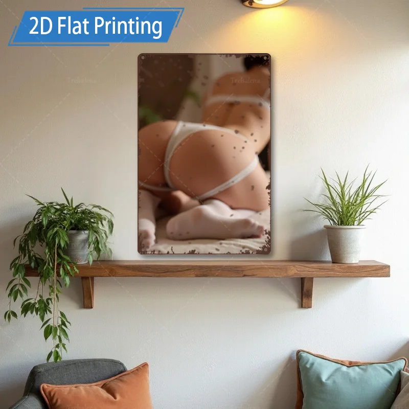 1 قطعة علامة معدنية، 4 × 16 بوصة "فن جدار الطباعة المسطحة الحديثة البسيطة ثنائية الأبعاد لديكور غرفة المعيشة"