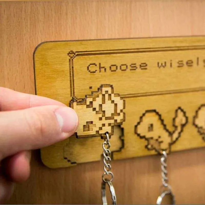 Pokemon Anime Pikachu Wooden Key Hook Cartoon Charmander Home Decoration Keychain Party Supplies Gadgets Creative Toys view 5