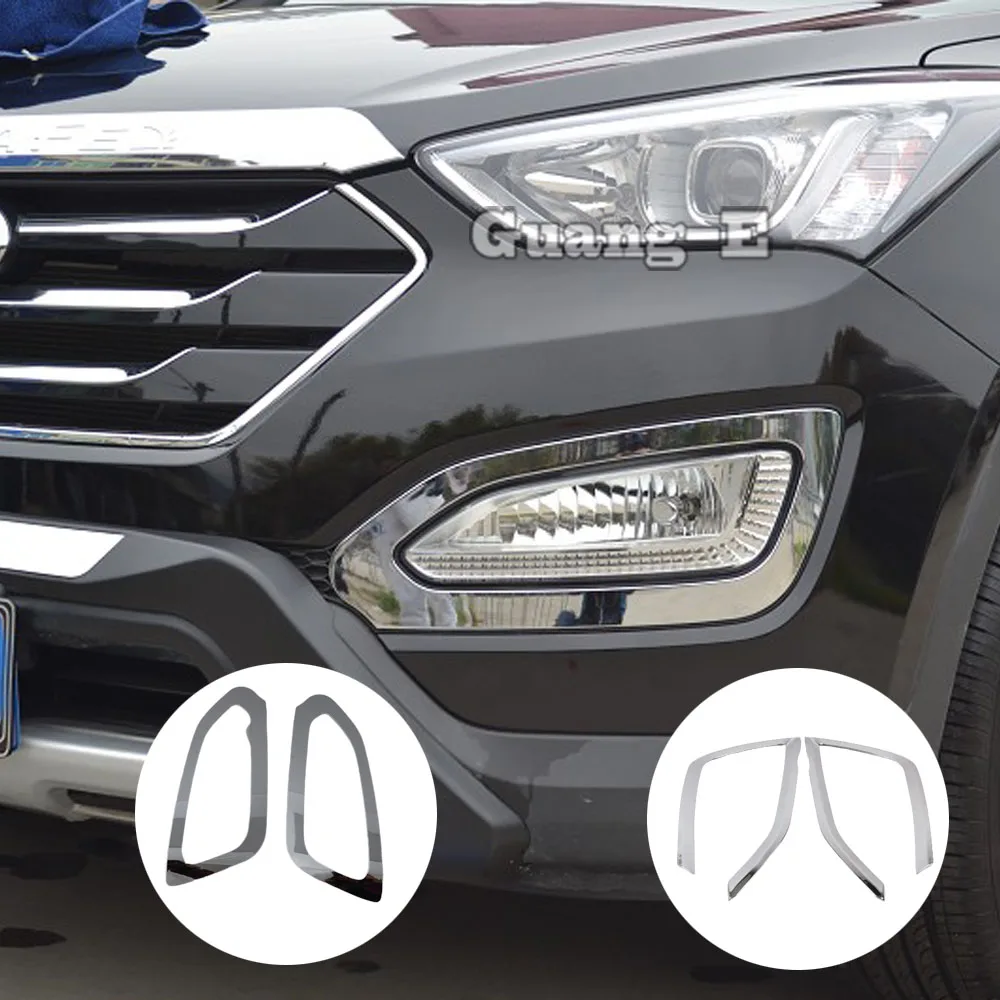 For Hyundai IX45 SantaFe 2013 2014 2015 2016 2017 2018 Car Styling Cover Eyebrow ABS Chrome Front Fog Light Lamp Trim Frame Part