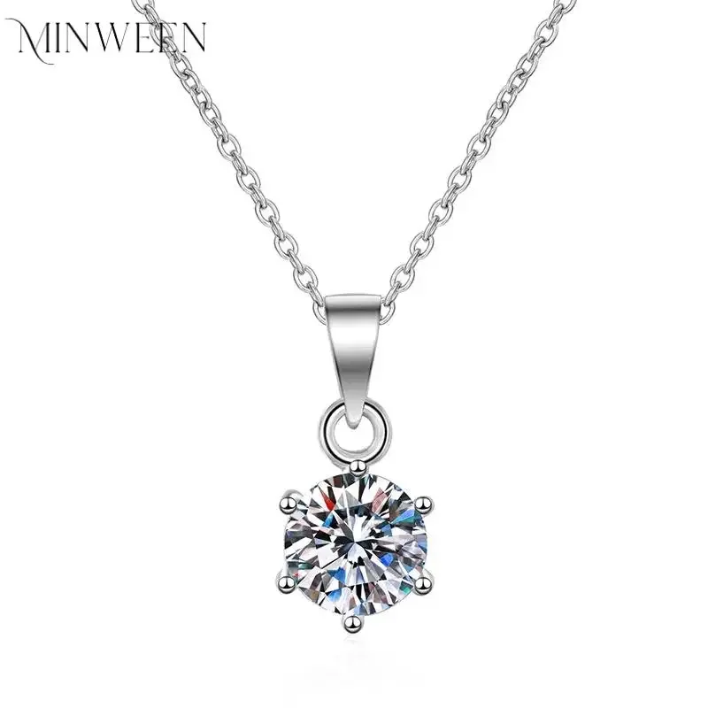 D Color 0.5-5CT Moissanite Diamond Necklace for Women Round Pendant Birthday Gift S925 Sterling Silver Wedding Jewelry