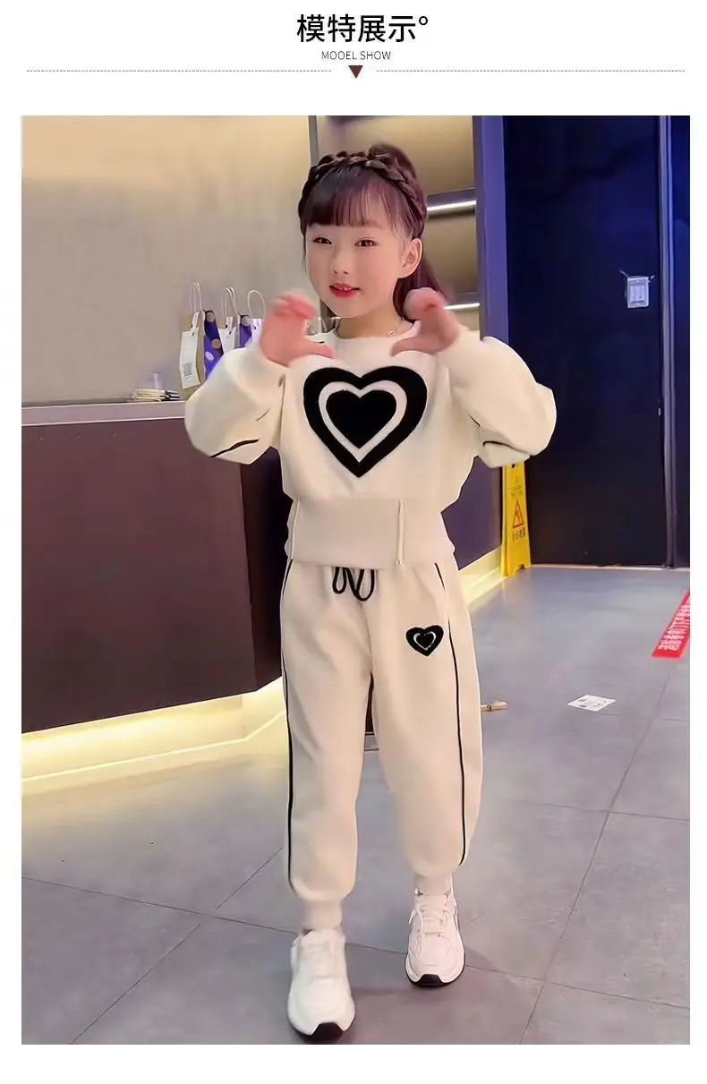 Girls Clothing  Sets Kids Casual Sweatshirt+pant 2pcs Suit 2023 Spring Autumn Tracksuit Children\'s Thicken Printing  Sportswear