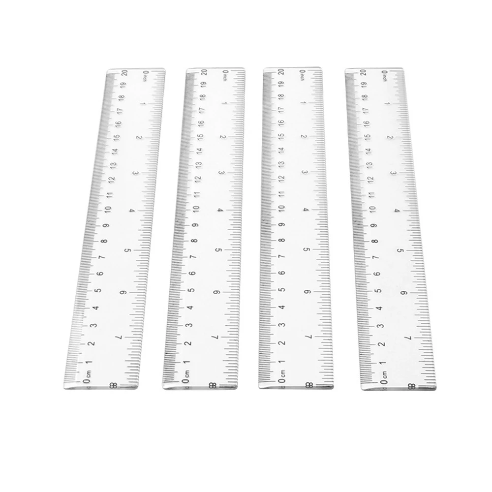 1pc 20cm/8 Inch Plastic Transparent Ruler Simple Straight Ruler Measuring Tool for Student School Office Drawing Stationery