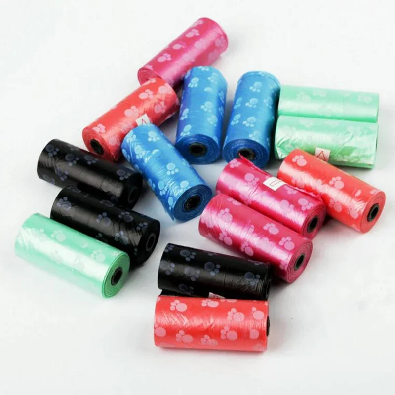 15Pcs/1Roll Pet Waste Clean Poop Bags Pet Dog Waste Poop Bag with Printing Doggy