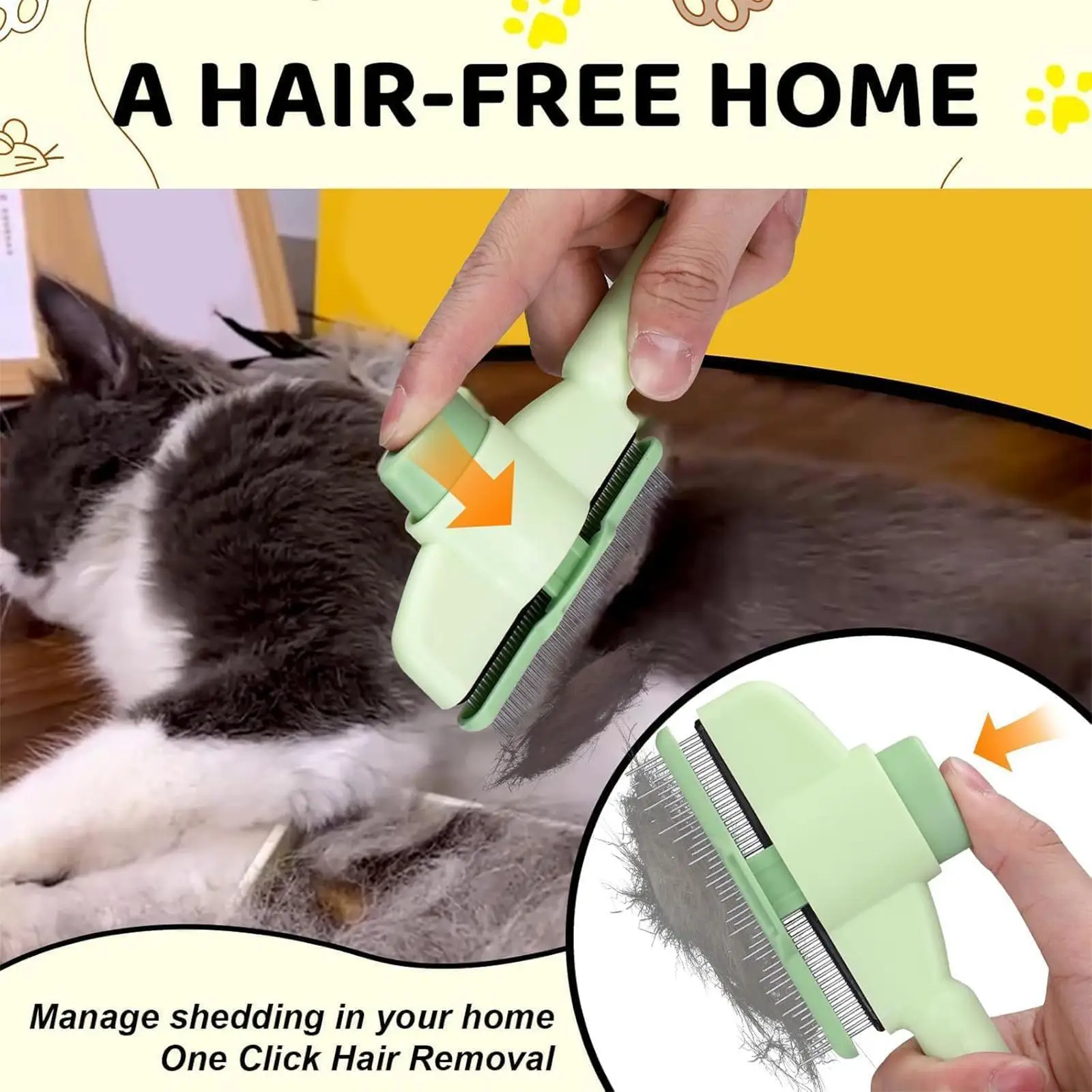 Self-Cleaning Dog Grooming Comb Ergonomic Handle Detangling Slicker Comb For Traveling Long Distances With Cats